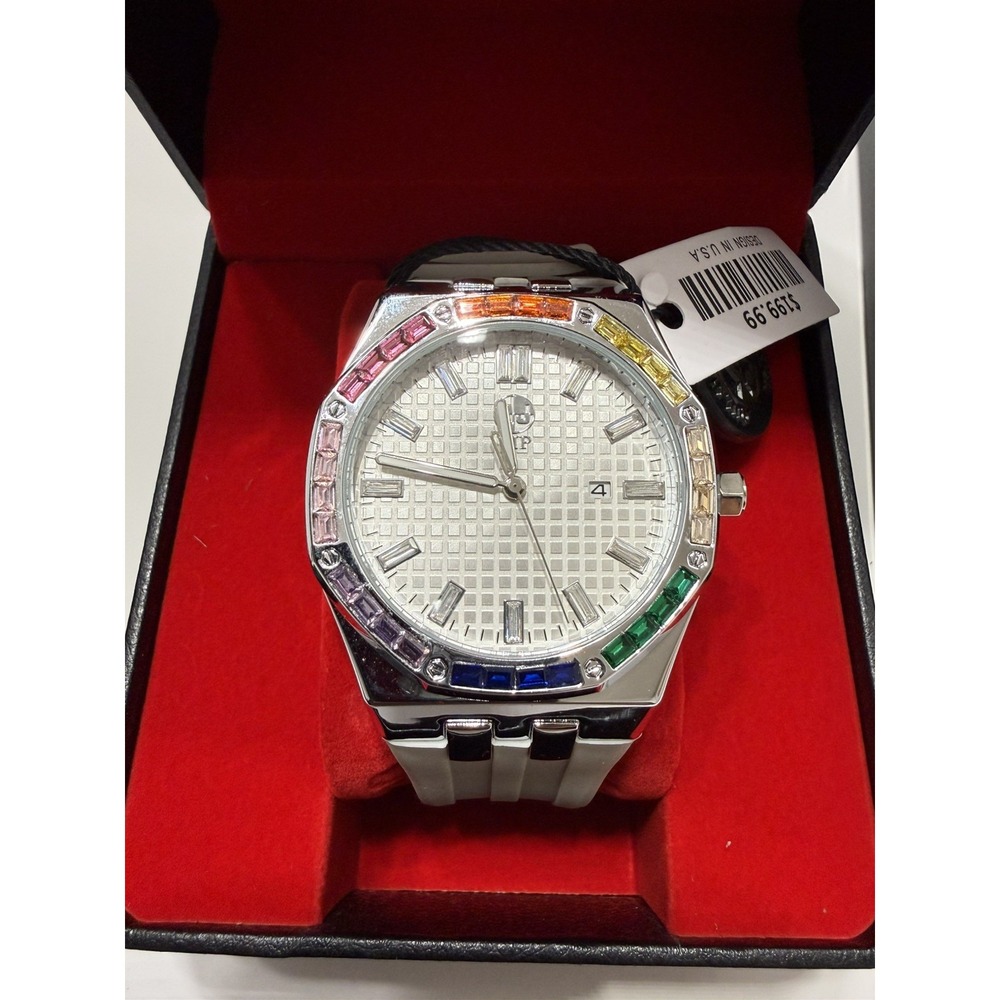 AJ Time Master Men's AP rainbow white Dial 43mm gray Silicone Band box included